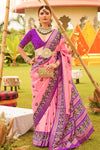 Congo Pink Printed Patola Silk Saree