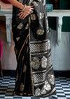 Cool Black Banarasi Satin Silk Saree