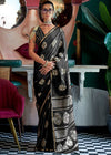 Cool Black Banarasi Satin Silk Saree