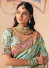 Cool Ice Mint Green Pichwai Designer Dola Silk Saree
