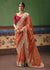 Copper Peach Tissue Silk Saree with Red Contrast Blouse