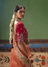 Copper Peach Tissue Silk Saree with Red Contrast Blouse