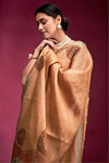 Copper Peach Woven Tussar Silk Saree