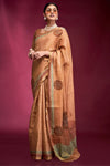 Copper Peach Woven Tussar Silk Saree