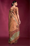 Copper Peach Woven Tussar Silk Saree