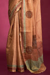 Copper Peach Woven Tussar Silk Saree