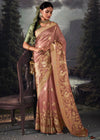 Copper Penny Woven Banarasi Organza Silk Saree