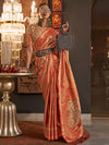 Coral Orange Dual Tone Kanjivaram Silk Saree