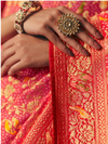 Coral Pink Bandhani Patola Silk Saree