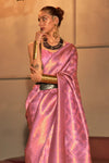 Coral Pink Dual Tone Woven Kanjivaram saree