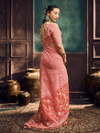 Coral Pink Handloom Jamdani Slub Cotton Saree