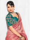 Coral Pink Tissue Silk Saree