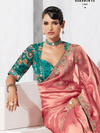 Coral Pink Tissue Silk Saree