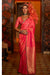 Coral Red Banarasi Silk Saree With Zari Weaving