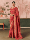 Coral Red Bandhani Patola Silk Saree