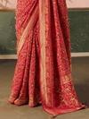Coral Red Bandhani Patola Silk Saree