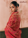Coral Red Bandhani Patola Silk Saree