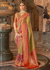 Crayola And Festive Red Golden Meenakari Banarasi Designer Silk Saree