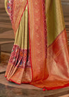 Crayola And Festive Red Golden Meenakari Banarasi Designer Silk Saree