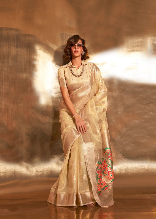Crayola Gold Zari Tissue Silk Saree