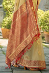 Cream Banarasi Tissue Silk Saree