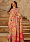 Cream Beige Woven Kashmiri Jamawar Saree