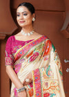 Cream Designer Silk Saree