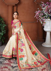 Cream Designer Silk Saree