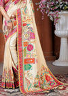 Cream Designer Silk Saree