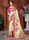 Cream Designer Silk Saree