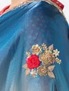 Cream Embroidered Designer Organza Silk Saree With Contrast Blouse