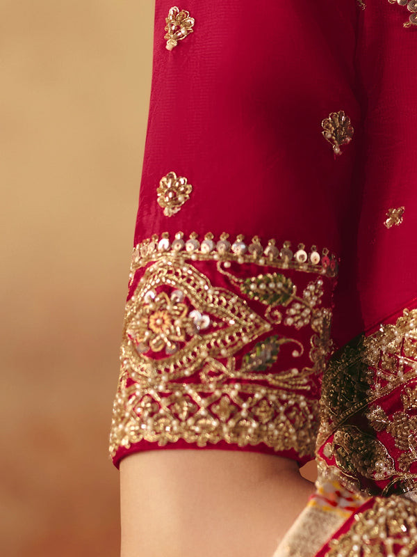 Cream Gold Bandhani Banarasi Georgette Saree, contrast blouse close-up