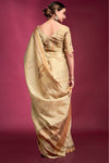 Cream Gold Woven Tussar Silk Saree