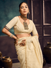 Cream Handloom Jamdani Slub Cotton Saree