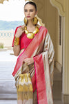 Cream Kanjivaram Saree With Zari Weaving