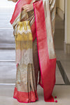 Cream Kanjivaram Saree With Zari Weaving