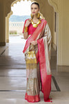 Cream Kanjivaram Saree With Zari Weaving