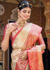 Cream Woven Banarasi Silk Saree