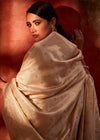 Cream Woven Kanjivaram Satin Silk Saree