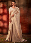 Cream Woven Kanjivaram Satin Silk Saree