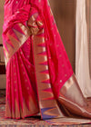 Crimson Pink Woven Banarasi Saree With Temple Border