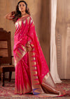 Crimson Pink Woven Banarasi Saree With Temple Border