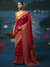 Crimson Red Banarasi Dola Silk Saree With Contrast Blouse
