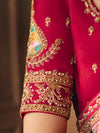 Crimson Red Bandhani Banarasi Georgette Saree, blouse close-up