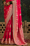 Crimson Red Designer Banarasi Dola Silk Saree With Golden Zari Work