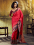 Crimson Red Kanjivaram Silk Saree With Contrast Blouse