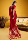 Crimson Red Linen Silk Saree