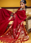 Crimson Red Linen Silk Saree