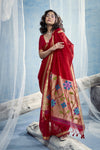 Scarlet Red Paithani Cotton Silk Saree