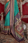 Cyan Blue Printed Patola Saree